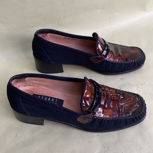 Vintage black/brown Stuart Weitzman canvas/patent leather loafers - Picture 2 of 16
